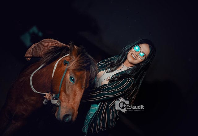 Bangladeshi Female Model with Horse