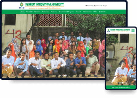 Website Design and Development work sample of Manarat International University