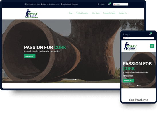 Website Design and Development work sample of Spray Cork
