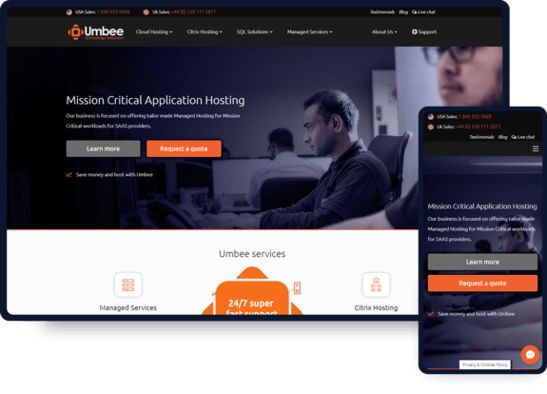 Website Design and Development work sample of Umbee Hosting